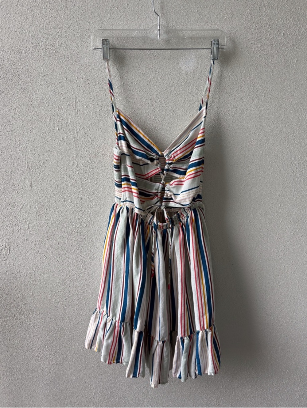 Anthropologie Striped Small Mini Dress Spaghetti Straps Keyhole Tied Bodice